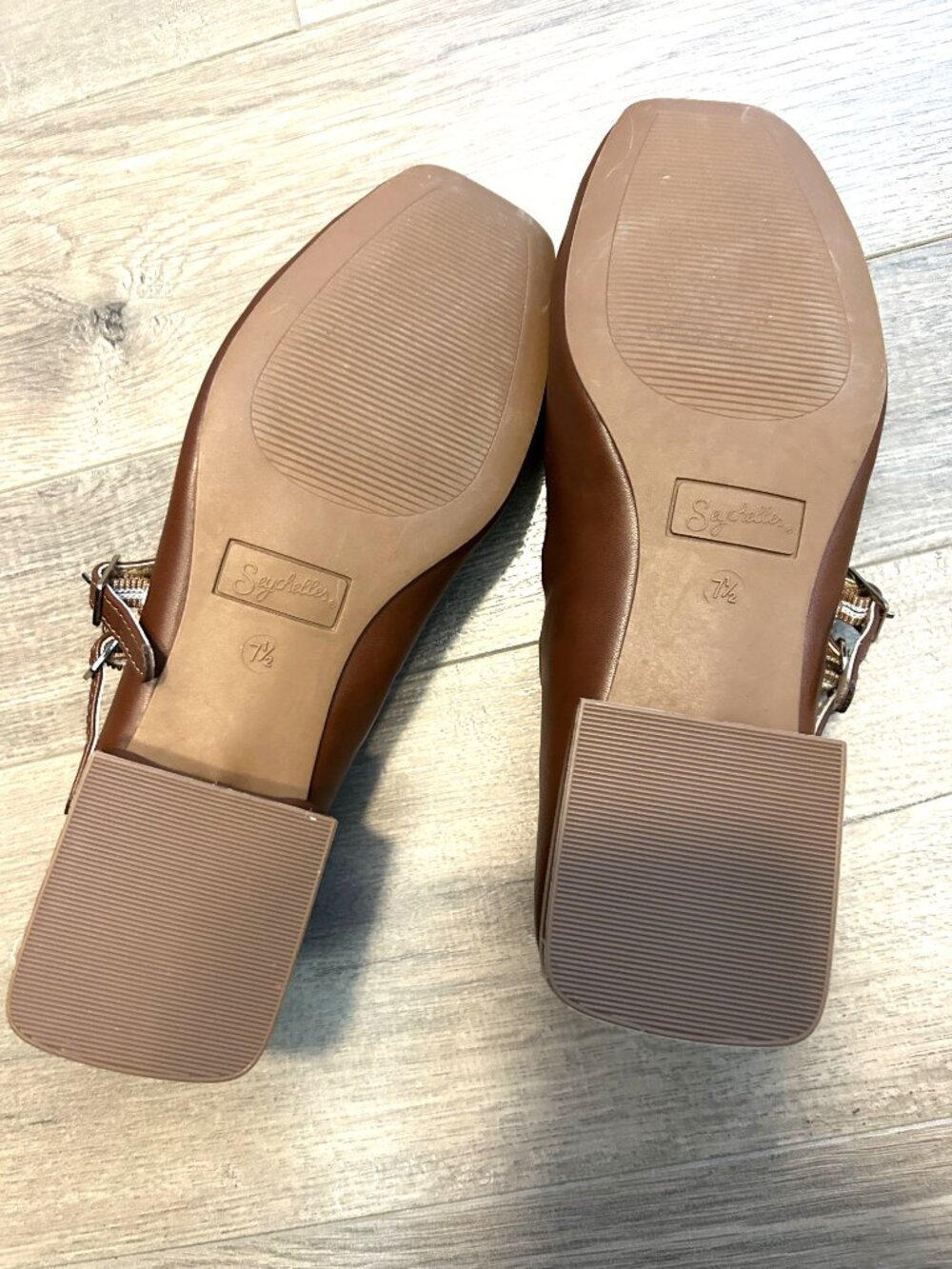 NWOT Seychelles Frannie double-strap brown square-toe Mary Jane flats, size 7.5 - Picture 3 of 4